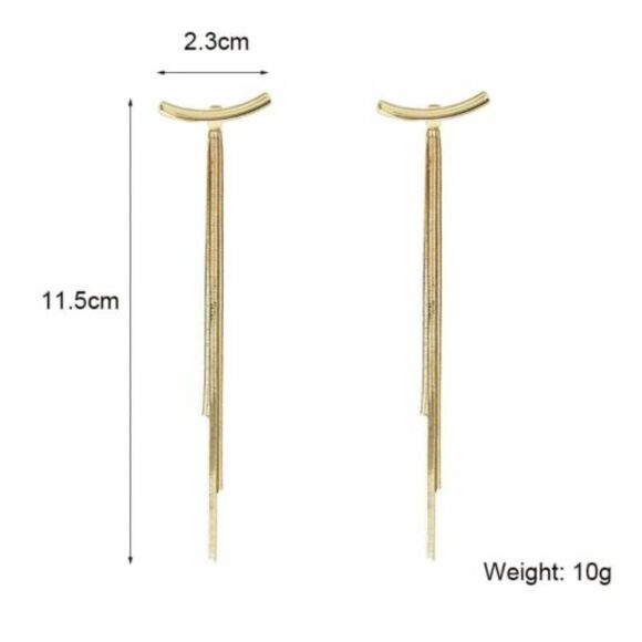 💎264💎 AWESOME 18K GOLD PLATED SMILEY BAR, LONG TASSEL EARRINGS - Picture 10 of 16